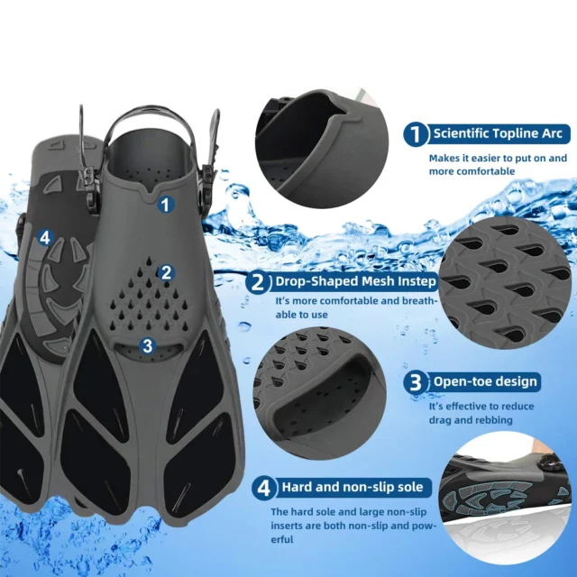 Open Heel Swimming Flippers - Image 4