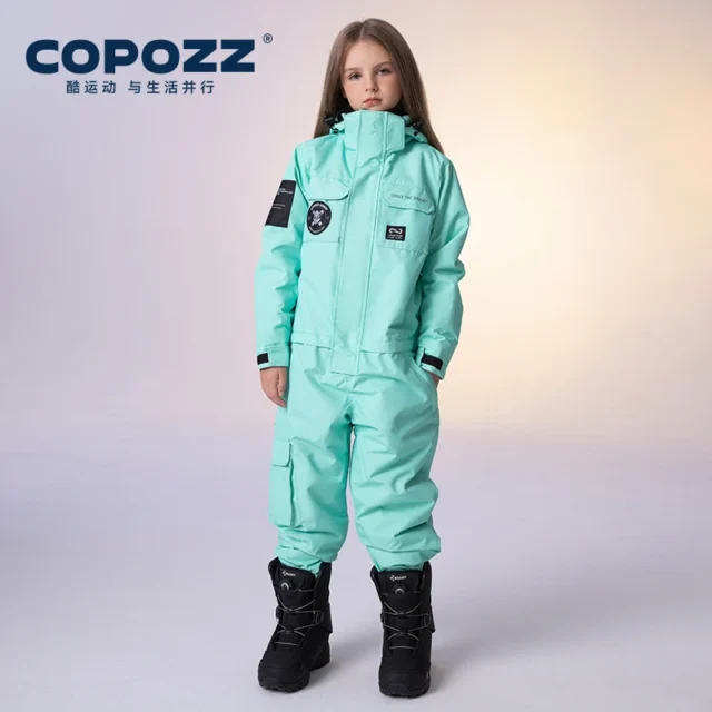 Kids Winter Ski Jumpsuit with Hood - Image 10