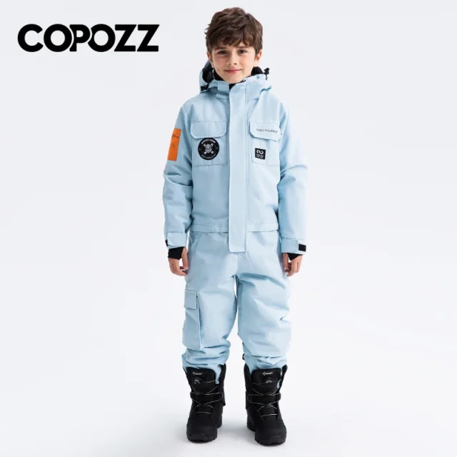 Kids Winter Ski Jumpsuit with Hood - Image 8