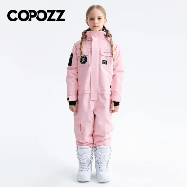 Kids Winter Ski Jumpsuit with Hood - Image 9