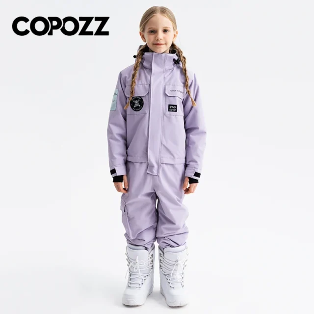 Kids Winter Ski Jumpsuit with Hood - Image 7